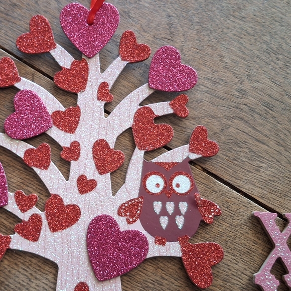 Valentines Owl Tree Decor Set of 2 - Picture 3 of 9